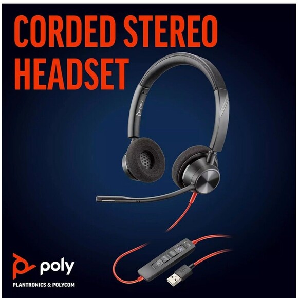 Plantronics Blackwire 3320 Wired Headset Dual-Ear (Stereo) w/Boom Mic PC/Mac NIB - Picture 2 of 11